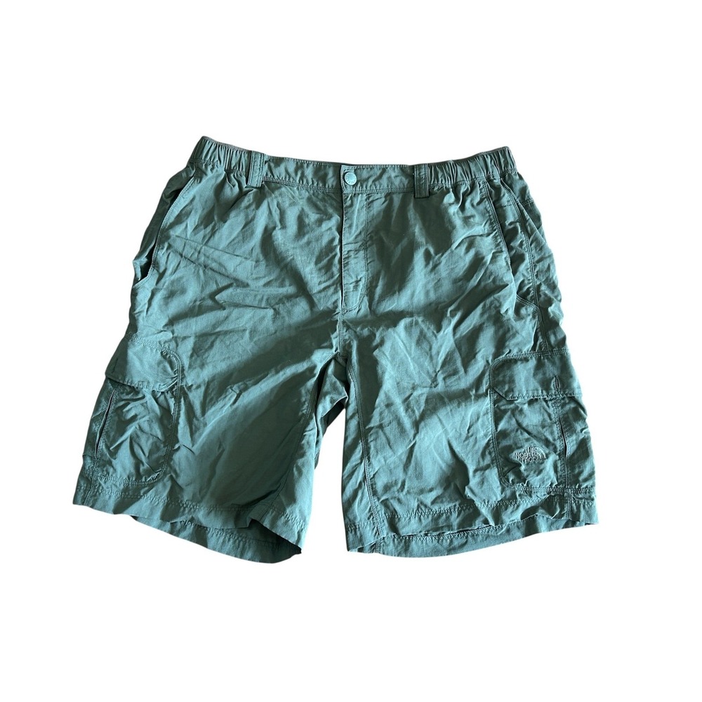 The North Face Mens Horizon Cargo Shorts Olive Green Ripstop Nylon Hiking Size L